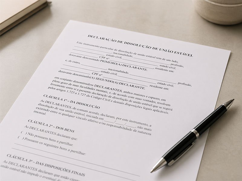 documento de dissolução de união estável