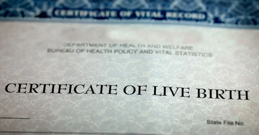 Certidão de nascimento ilustrando a retificação de registro civil para correção de nome, filiação e outros dados.